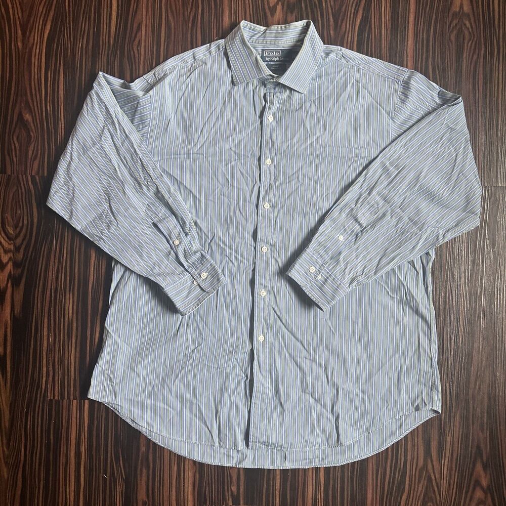 Polo Ralph Lauren Shirt Men’s Blue Regent Classic Fit Long Sleeve Size 18 34/35